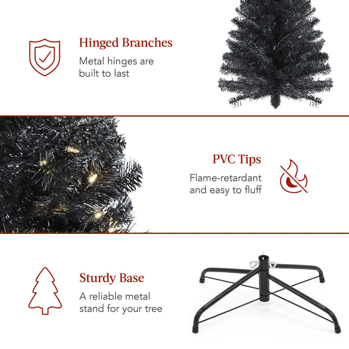 Pre-Lit Black Artificial Pencil Holiday Tree