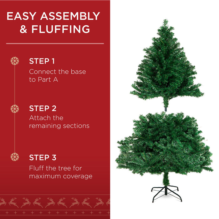 Premium Artificial Pine Christmas Tree w/ Foldable Metal Base