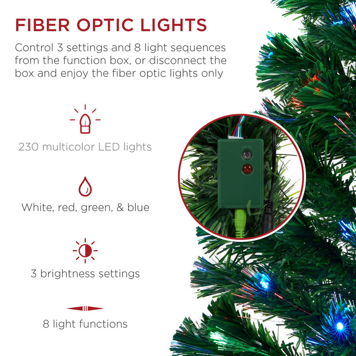 Sapin de Noël en fibre optique pré-éclairé avec lumières multicolores et LED