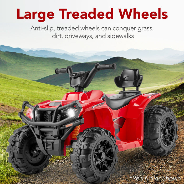 12V Kids Ride-On 4-Wheeler Quad ATV Car w/ 2.4mph Max, Bluetooth, Headlights