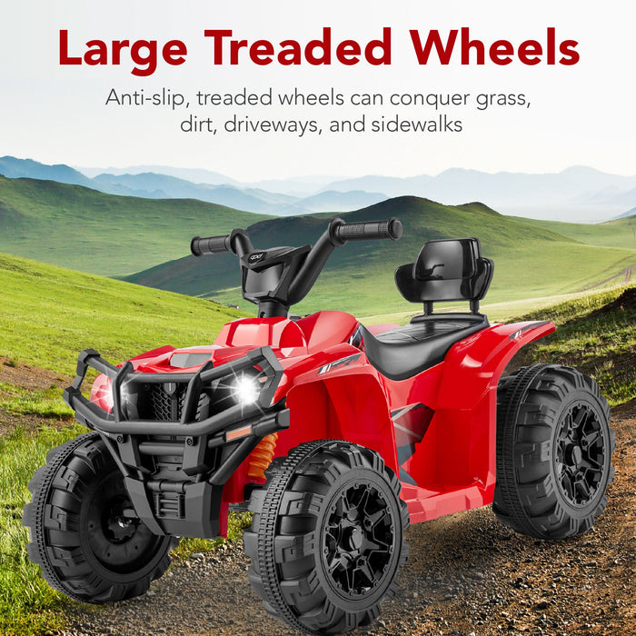 12V Kids Ride-On 4-Wheeler Quad ATV Car w/ 2.4mph Max, Bluetooth, Headlights