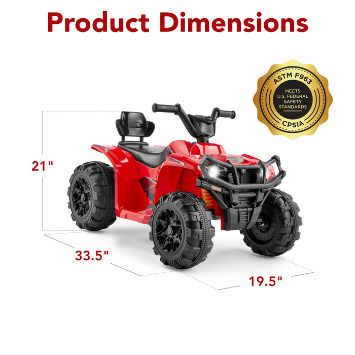 12V Kids Ride-On 4-Wheeler Quad ATV Car w/ 2.4mph Max, Bluetooth, Headlights