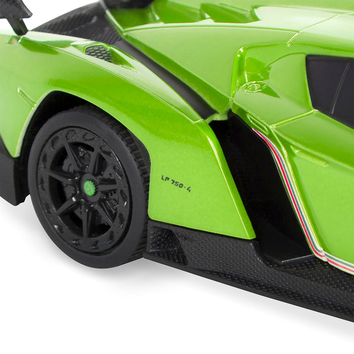 Voiture de course Lamborghini Veneno RC pour enfants 1/24 avec lumières et suspension à amortisseurs