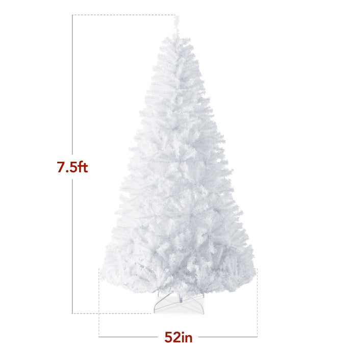 Sapin de Noël artificiel blanc de qualité supérieure avec pointes et base en métal pliable