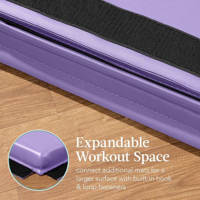 Folding Exercise Fitness Workout Gym Floor Mat w/ Handles