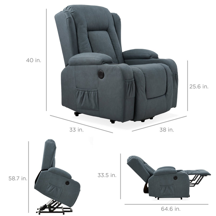 Electric Power Lift Recliner Massage Chair w/ Heat, USB Port, Cupholders