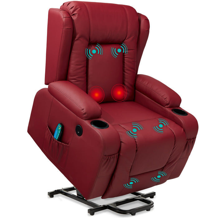 Electric Power Lift Recliner Massage Chair w/ Heat, USB Port, Cupholders