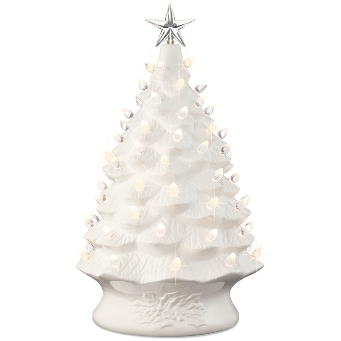 XL Pre-Lit Ceramic Christmas Tree Decoration w/ LED Light, Timer - 24in