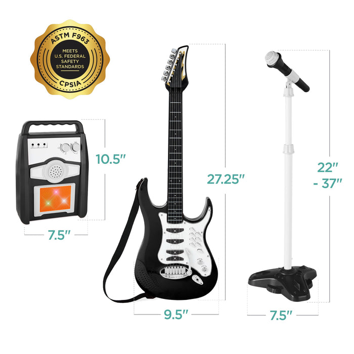 Kids Electric Guitar Toy Play Set w/ 6 Songs, Microphone, Amp