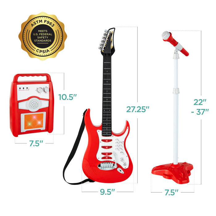 Kids Electric Guitar Toy Play Set w/ 6 Songs, Microphone, Amp