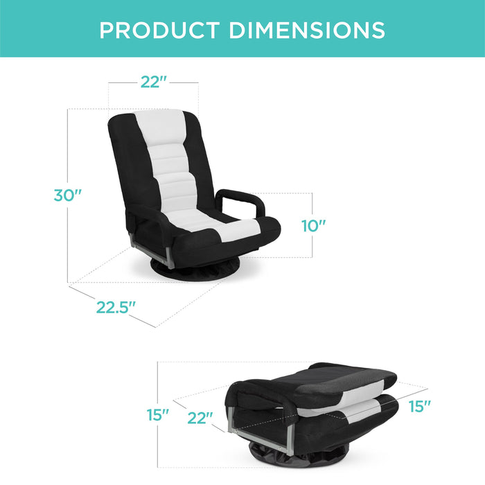 Gaming Floor Chair w/ 360-Degree Swivel, Armrest, Adjustable Backrest