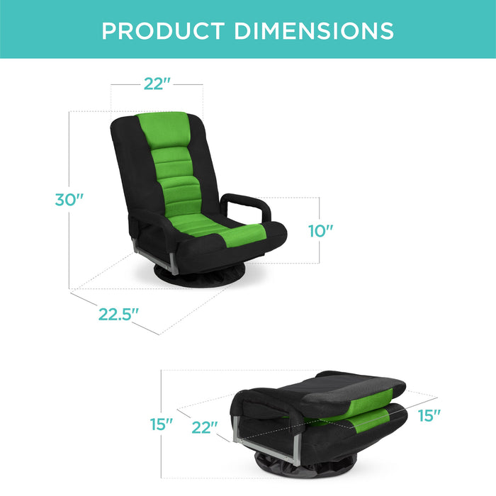 Gaming Floor Chair w/ 360-Degree Swivel, Armrest, Adjustable Backrest