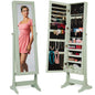 Full Length Freestanding Jewelry Mirror Armoire w/ Velvet Interior