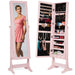 Full Length Freestanding Jewelry Mirror Armoire w/ Velvet Interior