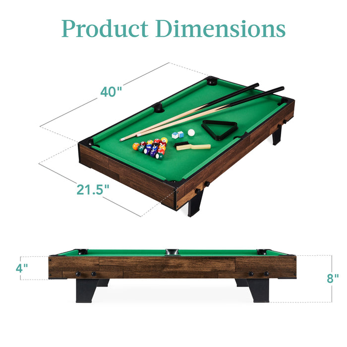 Ensemble de billard de table, table de jeu d'arcade avec 2 queues, sac de rangement - 40 pouces