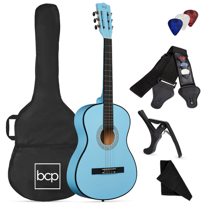 Beginner Acoustic Guitar Set w/ Case, Strap, Strings - 38in