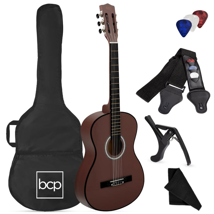 Beginner Acoustic Guitar Set w/ Case, Strap, Strings - 38in