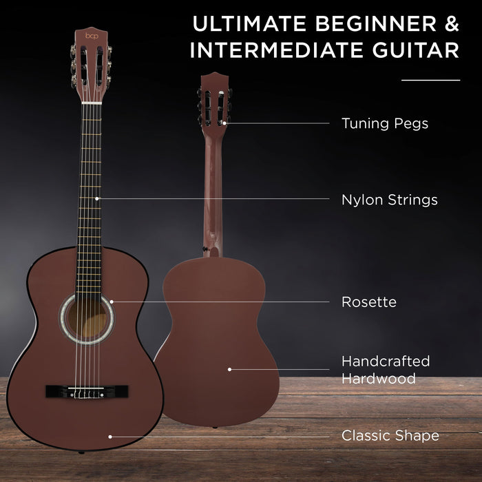 Beginner Acoustic Guitar Set w/ Case, Strap, Strings - 38in