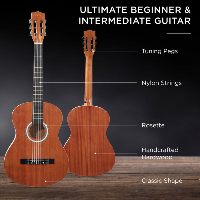 Beginner Acoustic Guitar Set w/ Case, Strap, Strings - 38in