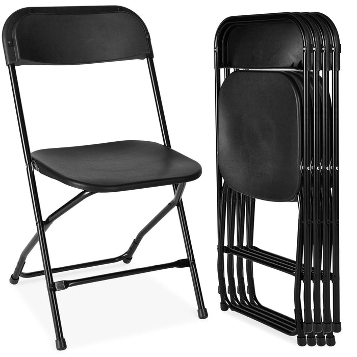 Set of 4 Folding Stacking Plastic Chairs w/ Non-Slip Feet