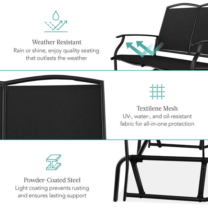 2-Person Patio Loveseat Swing Glider, Bench Rocker w/ Armrests