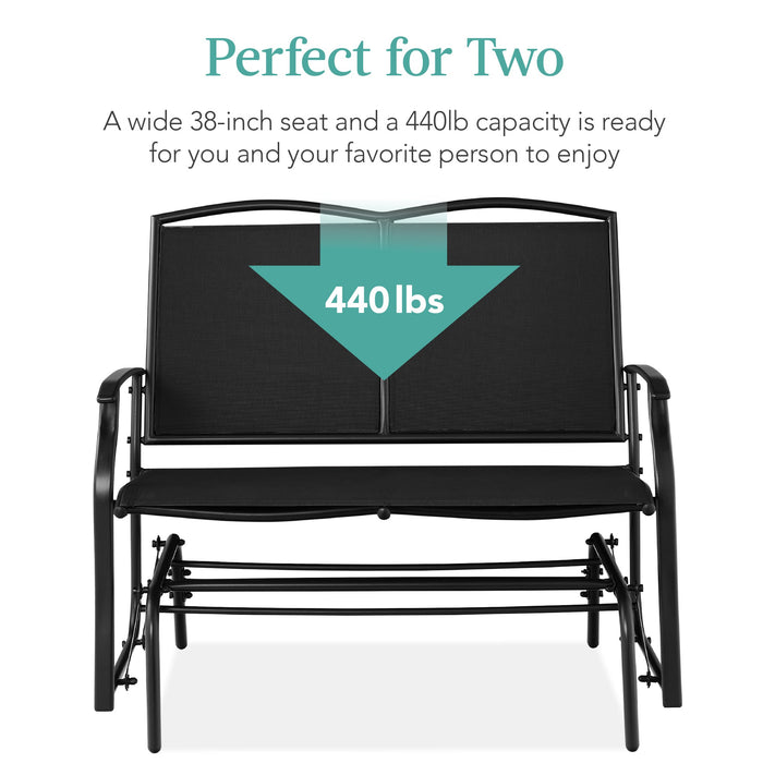 2-Person Patio Loveseat Swing Glider, Bench Rocker w/ Armrests