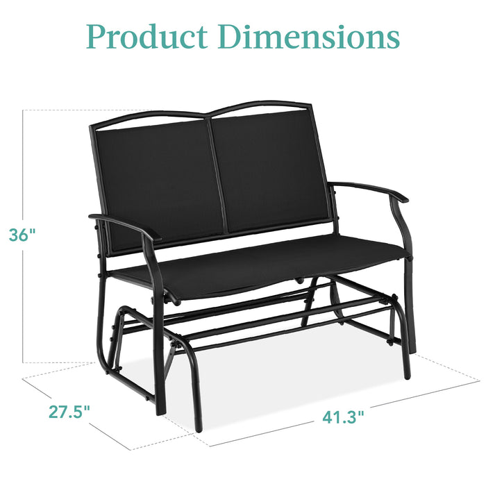 2-Person Patio Loveseat Swing Glider, Bench Rocker w/ Armrests