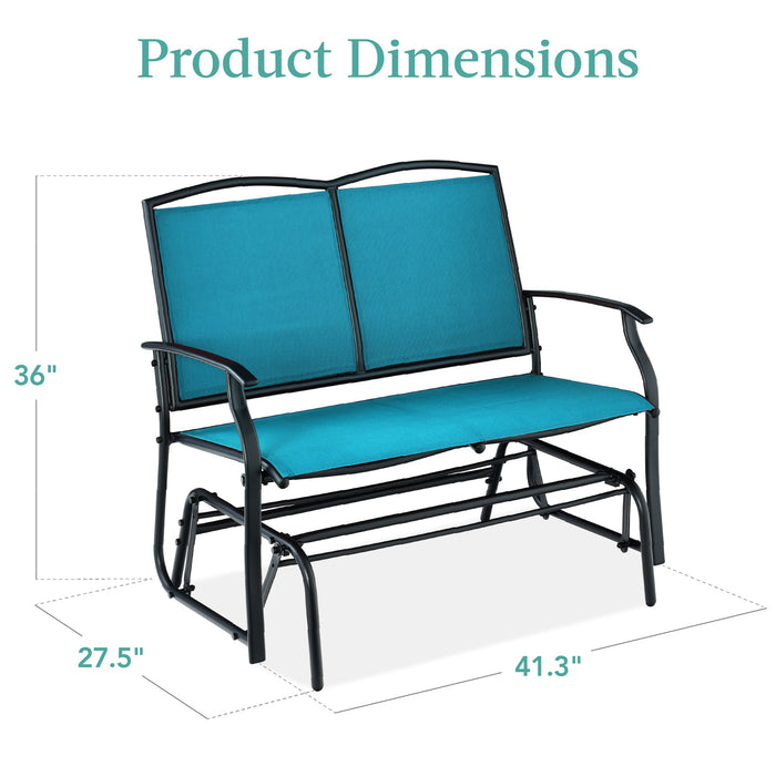 2-Person Patio Loveseat Swing Glider, Bench Rocker w/ Armrests