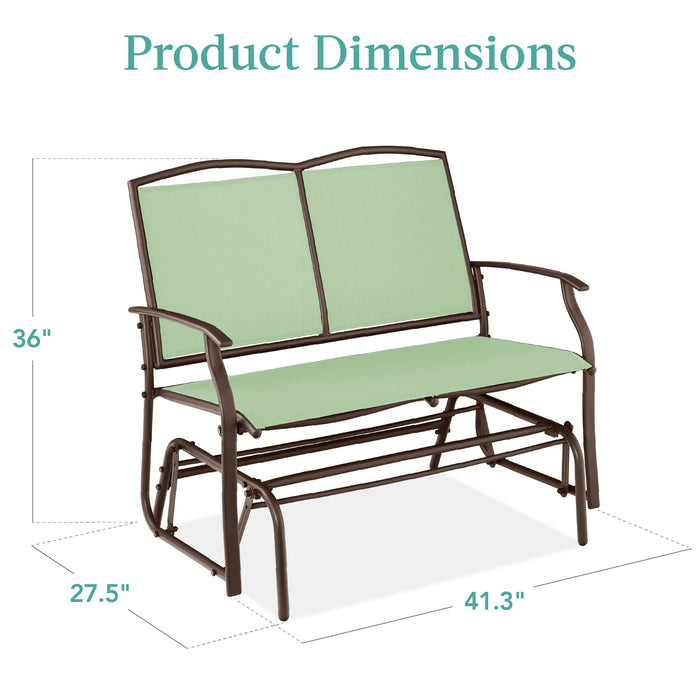 2-Person Patio Loveseat Swing Glider, Bench Rocker w/ Armrests