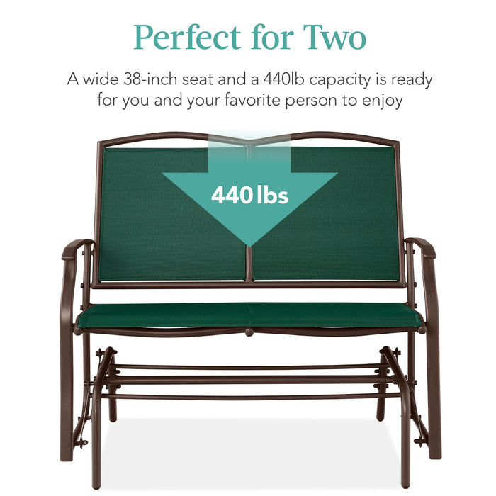 2-Person Patio Loveseat Swing Glider, Bench Rocker w/ Armrests