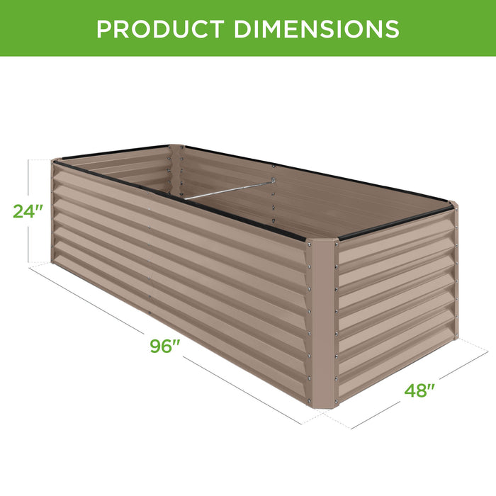 Outdoor Metal Raised Garden Bed for Vegetables, Flowers, Herbs - 8x4x2ft