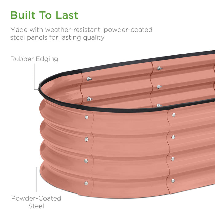 Outdoor Raised Metal Oval Garden Bed, Planter Box - 4x2x1ft