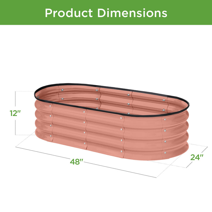 Outdoor Raised Metal Oval Garden Bed, Planter Box - 4x2x1ft