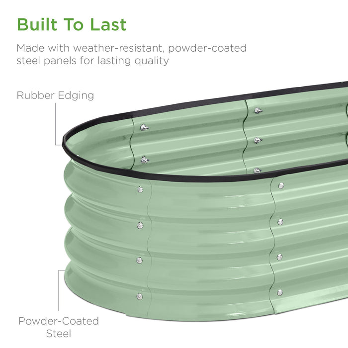 Outdoor Raised Metal Oval Garden Bed, Planter Box - 4x2x1ft