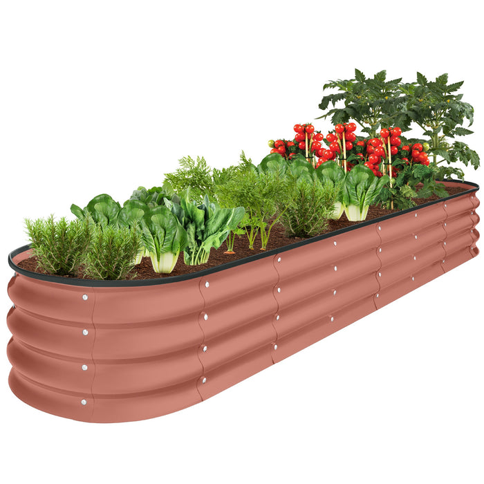 Outdoor Metal Raised Oval Garden Bed for Vegetables, Flowers - 8x2x1ft