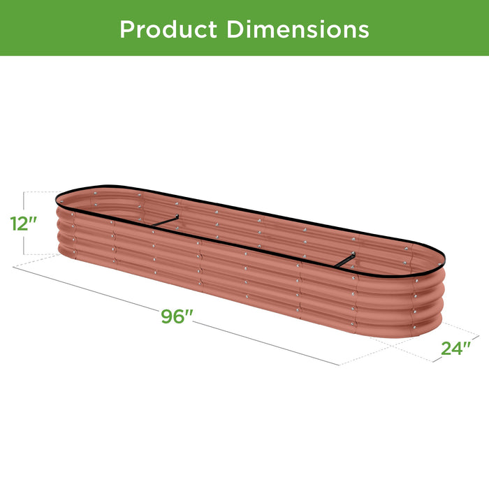 Outdoor Metal Raised Oval Garden Bed for Vegetables, Flowers - 8x2x1ft