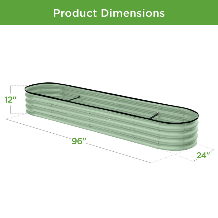 Outdoor Metal Raised Oval Garden Bed for Vegetables, Flowers - 8x2x1ft