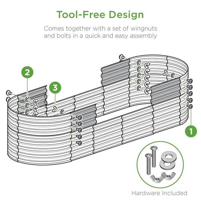 Jardinière ovale surélevée en métal pour extérieur, jardinière - 4x2x2ft