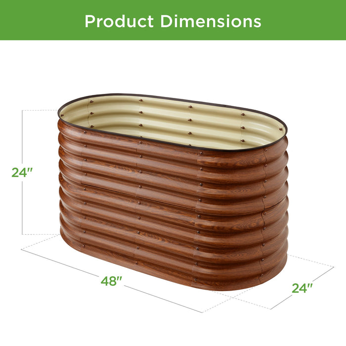 Jardinière ovale surélevée en métal pour extérieur, jardinière - 4x2x2ft