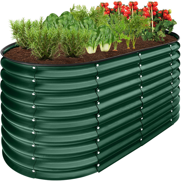 Outdoor Raised Metal Oval Garden Bed, Planter Box - 4x2x2ft