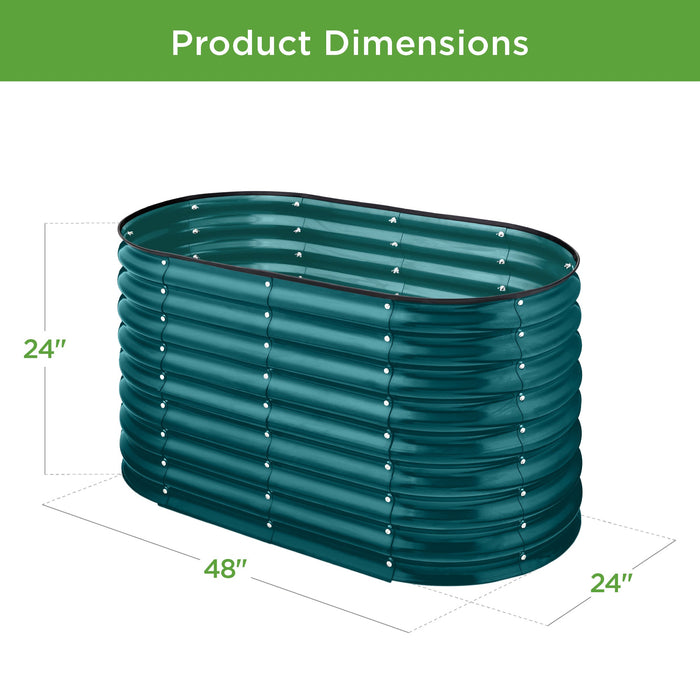 Jardinière ovale surélevée en métal pour extérieur, jardinière - 4x2x2ft