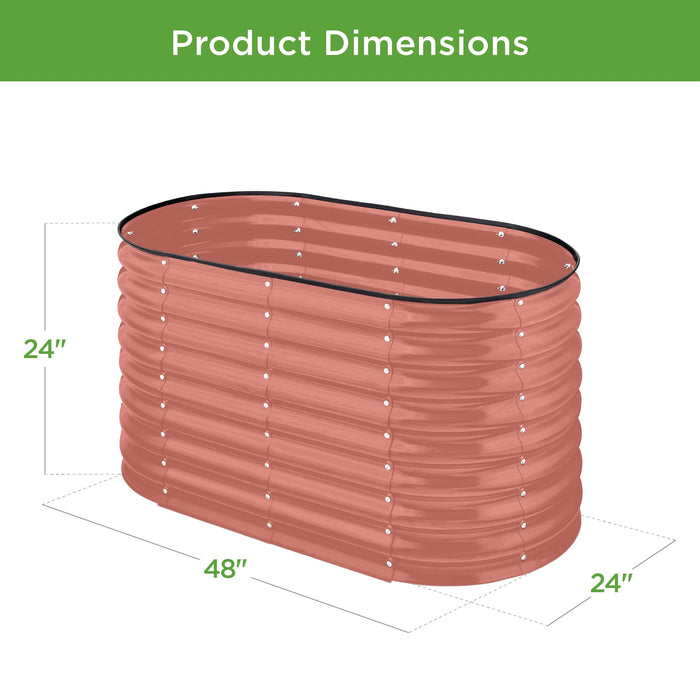 Jardinière ovale surélevée en métal pour extérieur, jardinière - 4x2x2ft