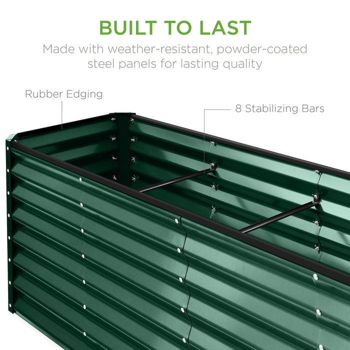 Outdoor Metal Raised Garden Bed for Vegetables, Flowers, Herbs - 8x2x2ft