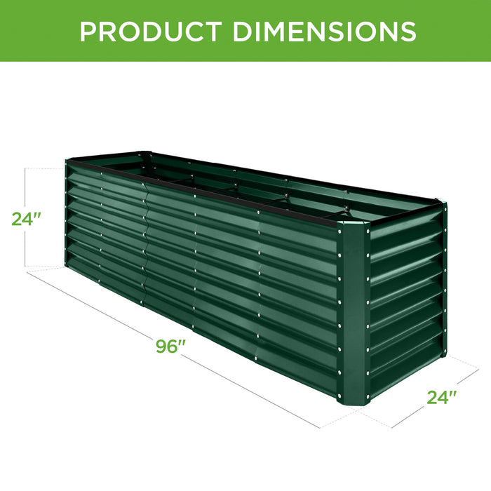 Outdoor Metal Raised Garden Bed for Vegetables, Flowers, Herbs - 8x2x2ft