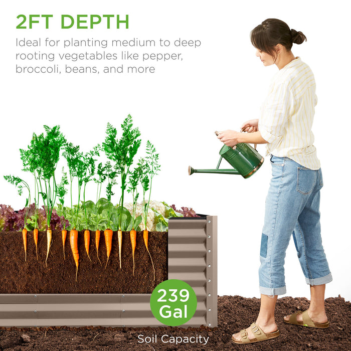 Outdoor Metal Raised Garden Bed for Vegetables, Flowers, Herbs - 8x2x2ft