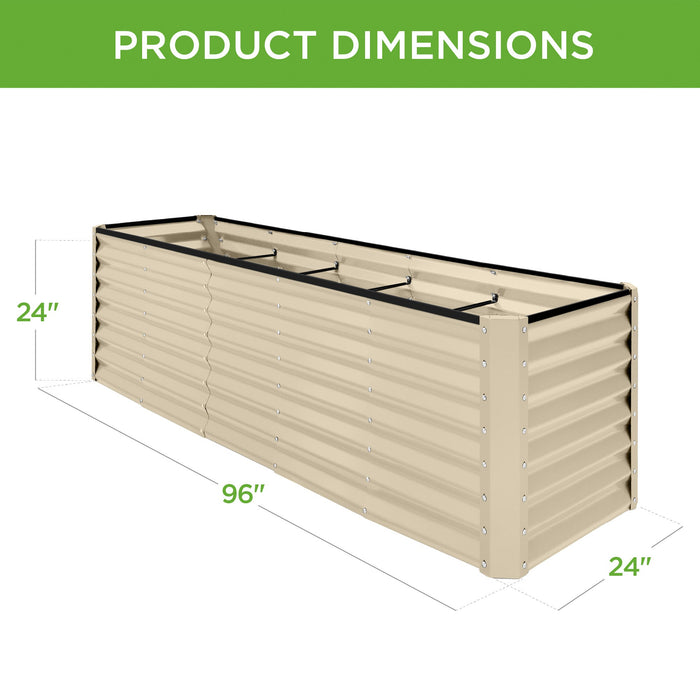 Outdoor Metal Raised Garden Bed for Vegetables, Flowers, Herbs - 8x2x2ft