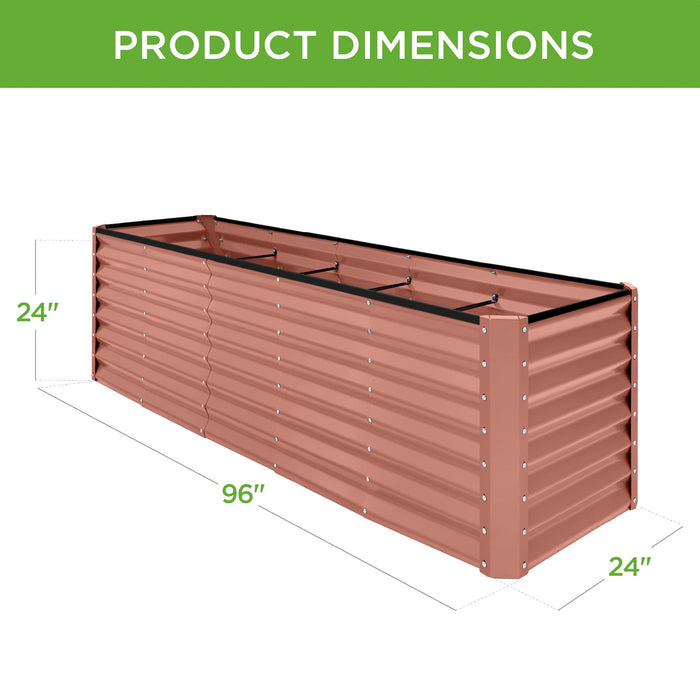 Outdoor Metal Raised Garden Bed for Vegetables, Flowers, Herbs - 8x2x2ft