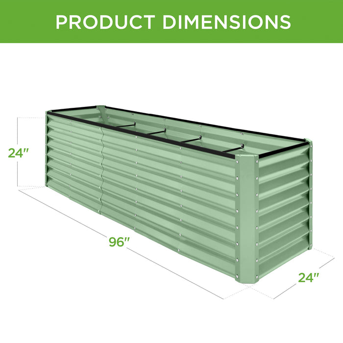 Outdoor Metal Raised Garden Bed for Vegetables, Flowers, Herbs - 8x2x2ft