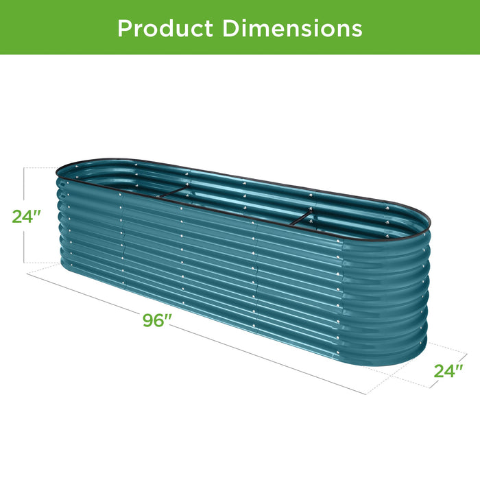 Jardinière surélevée en métal, jardinière ovale d'extérieur pour légumes - 8x2x2ft