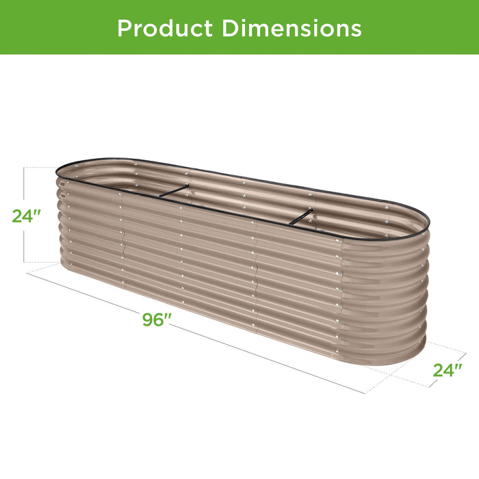 Jardinière surélevée en métal, jardinière ovale d'extérieur pour légumes - 8x2x2ft